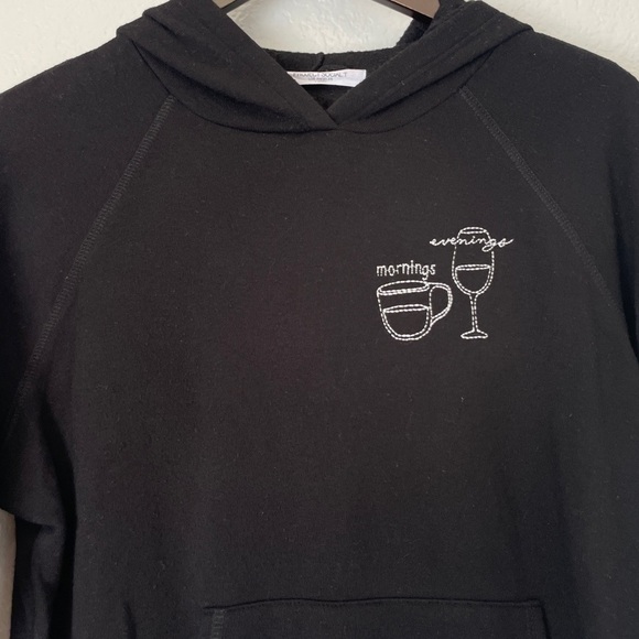 PROJECT SOCIAL T Morning Coffee Evening Wine Pullover Hoodie XS - Picture 3 of 6